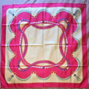 Cartier Pink and Cream Silk Scarf